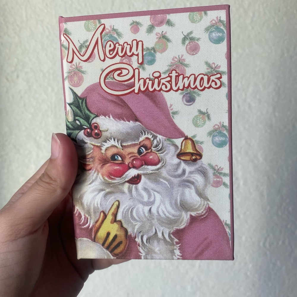 Vintage Mini Pink Christmas Storage Book 📕